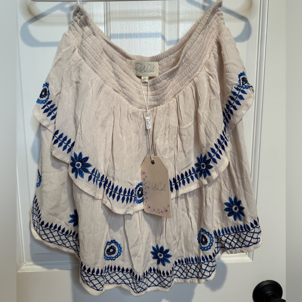 NWT - Anthropologie Brand Rahi Cali Embroidered Ruffle Skirt Size M